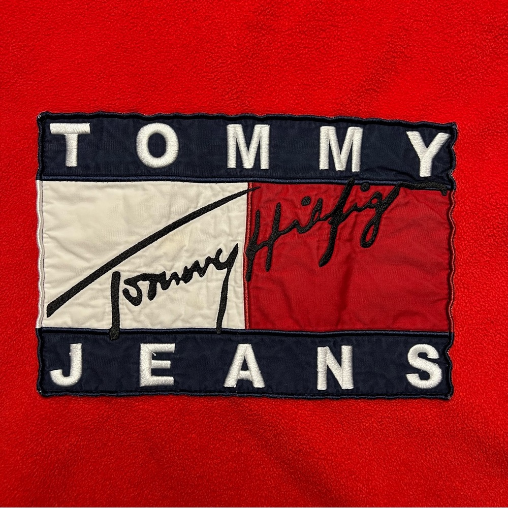 Tommy Hilfiger Vintage Red Fleece Pullover Sweater Size M - Picture 3 of 4